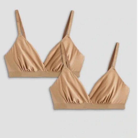 NWT Quince Second Skin Crossover Bralette (2-pack) in Sand Size Small - Picture 7 of 7